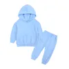 Kids Clothing Sets Solid Hoodie Set Long Sleeve Tops Pants Pullover Sweatshirt Autumn Spring Casual Outfit 2PCS CGY137