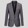 Erkek takım elbise ceket blazer iş bir düğme ceket tops düz renk iş takım elbise palto moda rahat ceket ince adam v yaka 211120