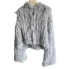 Harppihop knitted Genuine Rabbit fur coat women fashion long rabbit jacket Outwear winter Free 211220