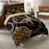 Copripiumino fiore dorato Morbido letto singolo matrimoniale Biancheria da letto full size Copriletto barocco vintage Federa Biancheria da letto di lusso 2/3 pezzi 210319