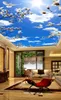 Wallpapers Custom 3D Muurschilderingen Wallpaper voor Woonkamer Blauwe lucht en witte Wolken Orchidee Zonlicht Plafond Muurschildering
