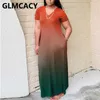 Krótki rękaw V Neck Casual Maxi Dress 210702