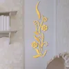 ミラーの植物花里の花3Dバスルームの家の装飾アクリル壁DIYミラーLrgularの反射生物装飾サロンステッカー