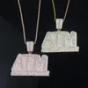 Chaines 2021 Arrivée Iced Out Bling CZ Letters ATM ATM ATT ATTENDU Collier de pendentif en argent 5A