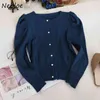 Puff Sleeve Cardigans Solid Spring Single Breasted Korean Vintage Sweaters Women Thin Chaqueta Mujer 210422