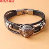 Wojiaer Vintage Bull Head Bransoletka Mężczyźni Hiphop Charm Bracited Bracelets Męski zabytkowa skórzana mankiet Braslet Cool Jewelry BC004