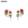 Boucles d'oreilles MISHA pour femmes filles à la main émail glaçure fleur Simulation gemmes fête romantique bijoux cadeaux L905