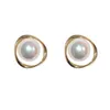 S2796 Fashion Jewelry S925 Silver Post Earrings For Women Triangle Beaded Faux Pearl Light Luxury Stud Earrings