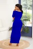 Catsuit Kostüme Casual Bodycon-Kleid Frauen Elegante elastische dünne Slim Langarm Maxi Kleid Sommer Solide Farbe Oansatz Robe Kleider Vestidos