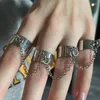 Beaded Strands Disco Chain Combination Ring Punk Fan Opening Men And Women Conjoined Index Finger Trend Web Celebrity Style Fawn22
