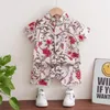 Kinderen Jongen Boho Twee Stuk Set Kinderen Zomer Revers Korte Mouw Gedrukt knoop Shirt Elastische Tailleband Shorts voor Baby Boys Clothing Sets