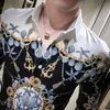 Altın Siyah Koreli Erkekler Giysileri Sokak Giyim Moda Baskı Erkekler Sıradan Gömlek İnce Fit Erkek Gömlek Elbise Partisi Smokin Camiseta Maskulina 210730