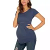 Summer Maternity Tops Women Pregnancy Short Sleeve T-Shirts Fashion Tees for Pregnant Elegant Ladies Folds Top Clothes 20220302 H1