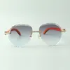 Изысканные классические солнцезащитные очки с бесконечными бриллиантами 3524027, дужки из натурального оранжевого дерева, размер: 18-135 мм