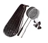 Set di racchette da badminton professionali Channel Borsa in pelle Cigno nero Racchetta da badminton di riserva per allenamento domestico leggera in fibra di carbonio completa