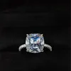 Vecalon ステートメントリング 925 スターリングシルバーエメラルドカットダイヤモンド Cz 約束婚約結婚指輪女性のためのブライダルジュエリー