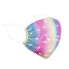 50pcs DHL Ship Fashion Colorful Mesh Designer Party Face Mask Bling Diamond Rhinestone Grid Net Sexy Hollow Masks Reuseable