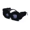 Lunettes de soleil à la mode œil de chat femmes 2022 Punk doux fourrure velours lunettes de soleil dames UV400 nuances à la main en peluche lunettes