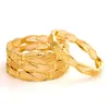 4 Pz/lotto Dubai India Etiope Giallo Solido Oro Riempito Belli Braccialetti Per Le Donne Ragazze Partito Gioielli Braccialetti Bracciale Regali Braccialetto