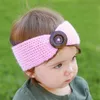 ボタン装飾耳暖かいヘッドヘッドラップファッションウールかぎ針編みヘッドバンドニット新しい赤ちゃん女の子冬13色848 V2