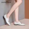 Sapatos de Sophitina Mulheres Moda Lazer Elegante Vaca Couro Handmade Senhoras Bombas T-Strap Winted Toe Bombas Maturas Mulheres So535 210513