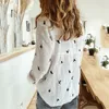 Casual Long Sleeve Birds Print Loose Shirts Kvinnor Bomull och linne Blusar och Toppar Vintage Streetwear Plus Storlek 5XL Tunika 210323