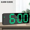 Digital Alarm Clock Lustro LED Night Lights Drzemka Wyświetlacz Time Desktop Lampa Home Decor 210804