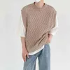 IEFB Knitted Vest Men's Round Neck Handsome Sweater Vest Korean Trend Grey Streetwear Male Clothing Fashion 9Y7574 210524