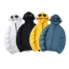 Mode Lunettes de soleil Hoodies pour hommes et femmes Round Glass Style Zipper Hooded Sweater Top Automne et Hiver