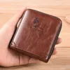 Fashion Classic Coin Purse Leather Zipper RFID Anti Theft Business Holder Money Bag Wallet