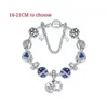 16-21CM Pink and blue crystal DIY Charm beads Valentine gift for girl heart moon star charms bracelets fit bosom friends match silver snake chain Jewelry Accessories