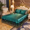 Bedding Sets Summer Ice Silk Bed Skirt Three-Piece Set Of Sleeping Mat Girl Princess Lace