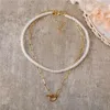 VAGZEB Goth Pearl Choker Gold Color Lasso Pendants Women Jewelry On The Neck Chain Beads Necklace Chocker Collar