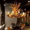 Horn Deer Resin Antler Chandelier E14 Bulb American Retro Lamps Indoor Home Loft Rustic Decor Lustre Rustico Chandeliers