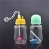 1pcs cheap travel plastic Mini bottle oil burner Bong multi-function Water pipe oil Rigs with 10mm glass oil burner pipe smoking accessories