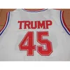 Mens Basketball Jerseys 45 Donald Trump Jersey Stitched White Shirt Uniform 2016 Commemorative Edition Mesh för Man Storlek S-XXXL