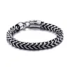 Men Big Size Link Jewelry Braided Leather Stainless Steel Woven Chain Width 8mm Cable Twine Bracelet 23cm