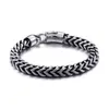 Homens tamanho grande link jóias trançadas couro aço inoxidável cadeia largura 8mm cabo twine bracelete 23cm