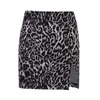 Dames Casual Nightclub Sexy Leopard Bodycon Rok Leuke en charmante Hoge getailleerde Split Tight Mini Rokken Vetement Femme X0428