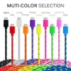 Round Braided Type C Micro USB CableS Sync Data Charging 1m 2m 3m Cord Woven Fabric Dual Colors for samsung smartphone