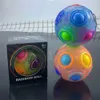7CM Stress Sensory Rainbow Ball Decompression Finger Puzzle Toys Rotatable Glow in the Dark Fluorescent 12 Hole Magic Ball Box Packing G66V4N1