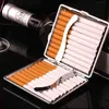 Gift for Men's ,Leather Cigarette Box 20 Sticks cigar Case Metal Leather Smoking Accessories Cigarette lady Storage Cover hold