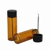 Glas-Schnupftabak-Zylindertyp-Aufbewahrungsflasche, Raucherzubehör mit Metalllöffel, 21 x 68 mm, 2-farbige Gewürz-Pillendose für trockene Kräuter