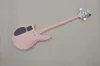 4 Strings Pink body Electric Bass guitar with Active pickups,White Pickguard,Rosewood Fretboard,offer customized