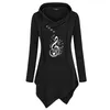 Casual Dresses 2021 Roliga musikaliska anteckningar Living Print Hoodie Women Style Långärmad tröja Hoodies Oregelbundna kläder plus storlek