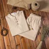 2021 Spring Autumn New Chinese Style Cotton Linen Autumn Men's Long-sleeved Trousers Suit Men's Suit Plus Size Mens Clothes G1217