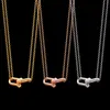 Collane con ciondolo Acciaio al titanio Placcatura in oro 18 carati HardWear T Lettera 2-sezione lunga e corta Collana da donna a forma di U Orecchini con bracciale