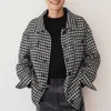 BLSQR Winter Women Houndstooth Coat Jacket Casual High Quality Warm Overcoat Fashion Long Shirt 210430