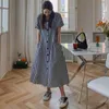VANOVICH Summer Plaid Robe Femme Style Coréen Pluz Taille Dames Manches Courtes Mode Tempérament Vêtements Femmes 210615