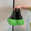 Kobiety Bounce Platforma Buty Lasowe Buty Bardzo zaokrąglone Toe Skórzane Buty Beżowy Czarny Zielony Rozmiar z pudełkiem